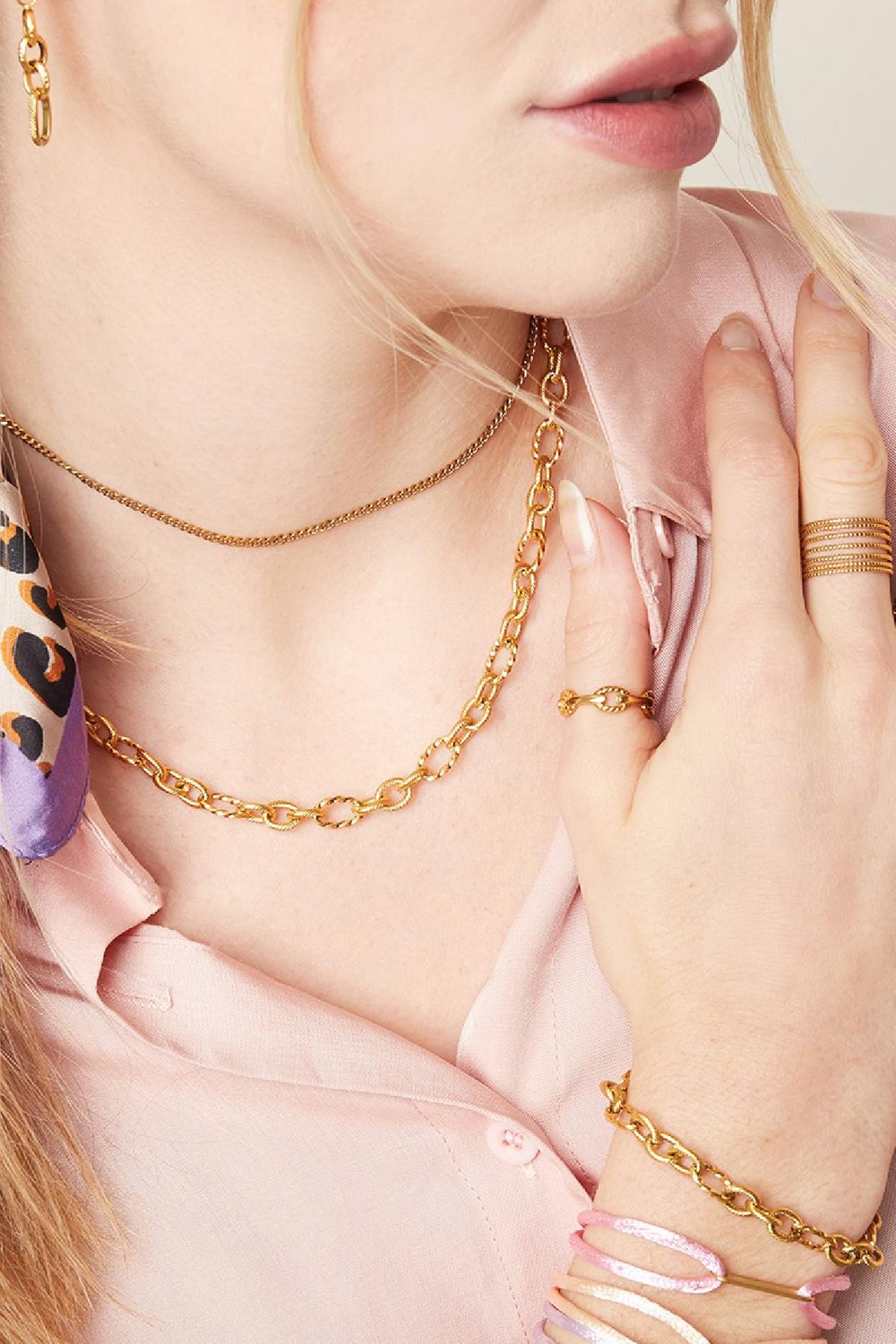 Collier Criss-cross Couleur or Acier inoxydable h5Image3